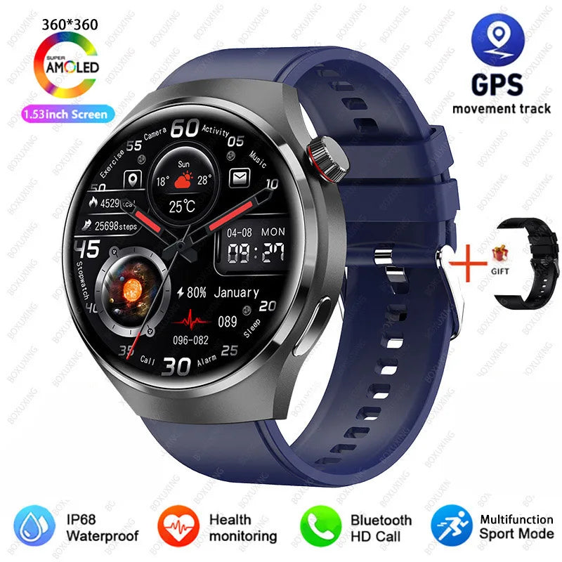 Nouvelle Montre Connectée GPS 4 Pro 2026 pour Hommes, Écran AMOLED 360*360, Fréquence Cardiaque, Appel Bluetooth, Étanche IP68, Montre Intelligente Sportive pour Homme