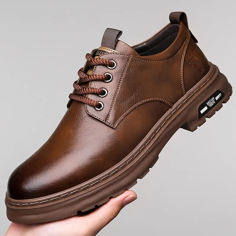 Chaussures en cuir décontractées pour hommes, chaussures De styliste tendance à plateforme assorties avec tout, chaussures d'affaires respirantes en cuir Zapatos De Hombre