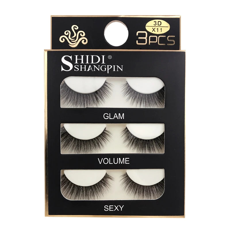 Faux Cils Naturels Longs en Vison 3D, Souples et Moelleux, fissuraminants, Faits à la Main, Outils de Maquillage pour les Yeux, 3 Paires