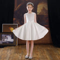 Robe de baptême en satin blanc, robe de mariée pour enfant, robe de soirée élégante pour filles, robe de princesse pour anniversaire, 4-12 ans