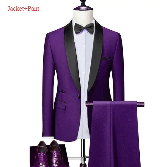Ensemble de costume noir à revers pour hommes, manteau, gilet, pantalon/affaires pour garçons d'honneur, robe de mariée, pantalon Blazer Fprmal