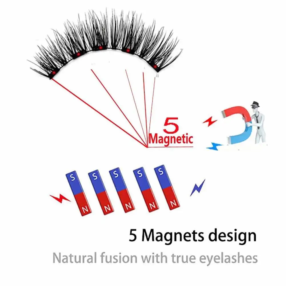 Cils magnétiques naturels 3D, avec 5 cils magnétiques, boîte d'expédition, faux cadeau fait à la main, Support réutilisable, goutte Magne T6N2