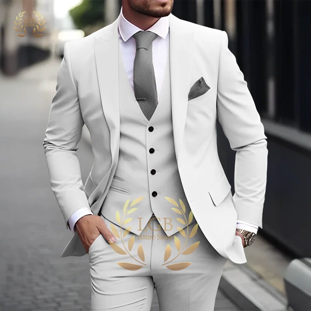 Costume 3 pièces kaki pour hommes, classique, revers, Business, formel, mariage, marié, coupe cintrée, élégant, Style Gentleman, Blazer à la mode