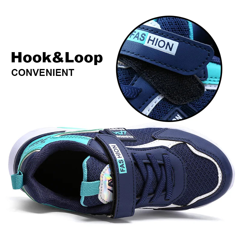 Baskets en maille respirante pour enfants, chaussures de sport décontractées pour enfants, chaussures de course d'école pour garçons et filles, crochet et boucle pour enfants, été
