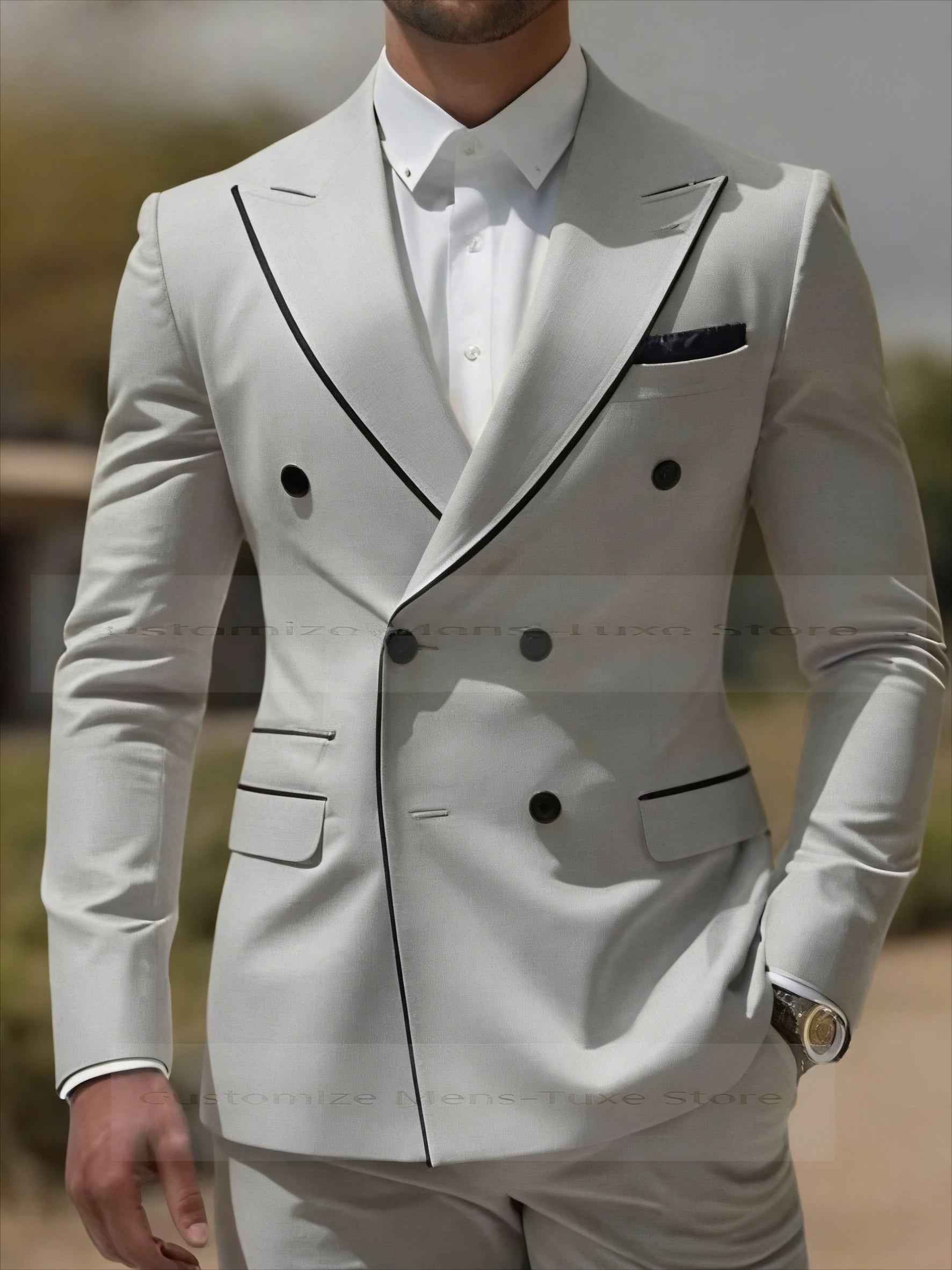 Col noir Orange homme d'affaires hommes costume marié Groomsman fête de mariage bal formel Tuxedos 2 pièces ensemble Blazer pantalon