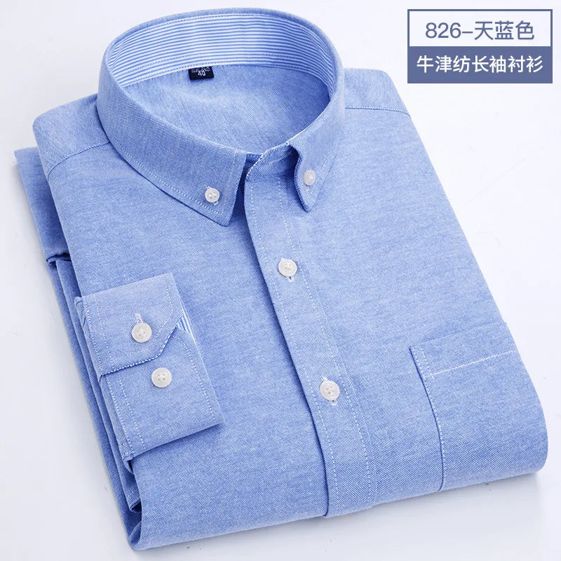Chemise Homme Manches Longues Oxford Tissée Coupe Slim Infroissable Confortable Douce Décontractée Tendance Simple pour le Travail Printemps Été Automne Hiver