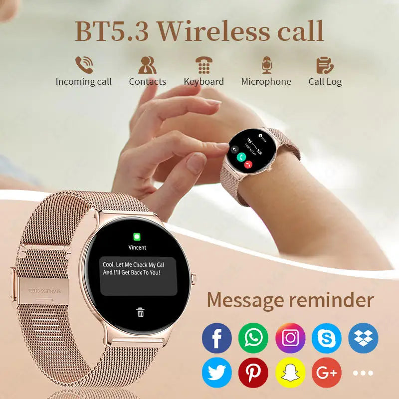 Nouvelle Montre Connectée Ultra-Mince 7,9 mm 2026 pour Femme avec Suivi de Santé, Affichage Permanent, Plus de 100 Modes Sportifs et Appel Bluetooth