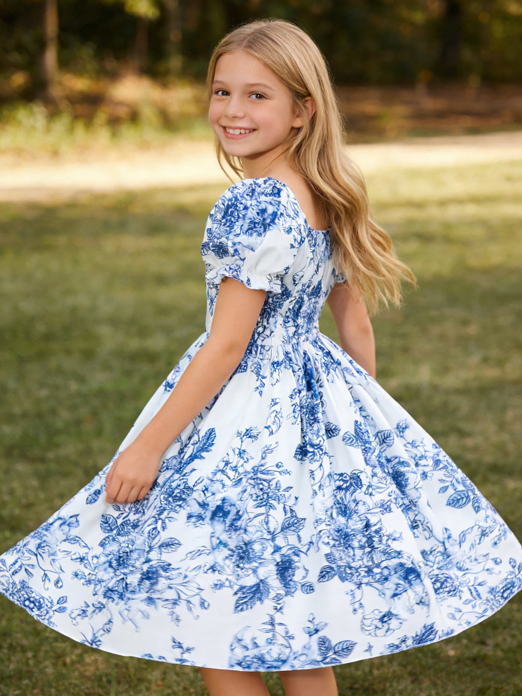 Robe à manches courtes à bulles pour filles, robe florale élégante et à la mode pour les activités et les fêtes de loisirs en plein air d'été