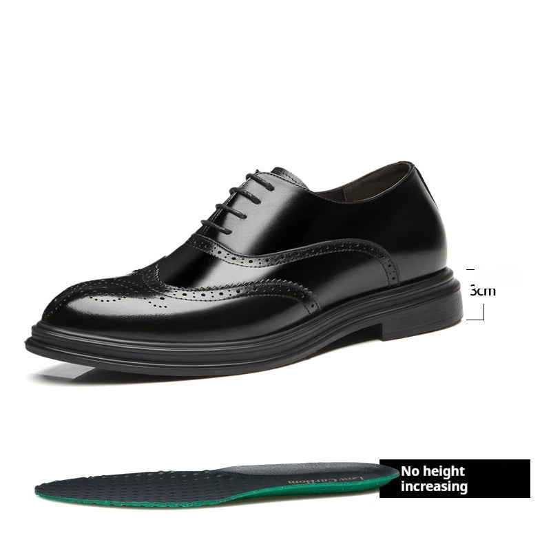 Chaussures rehaussantes pour hommes en cuir véritable style Brogue, augmentation de la hauteur de 8 cm ou 6 cm, chaussures habillées en cuir pour hommes d'affaires