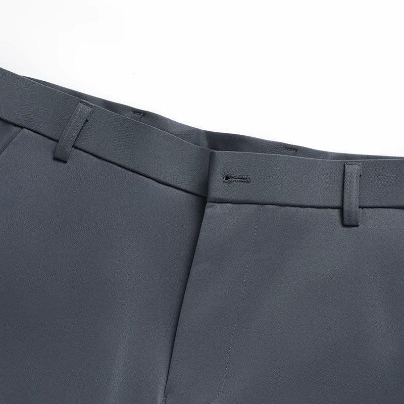 Pantalon d'été pour hommes, fin, droit, extensible, décontracté, sans Trace, sans repassage, tissu soyeux et frais, 29-42