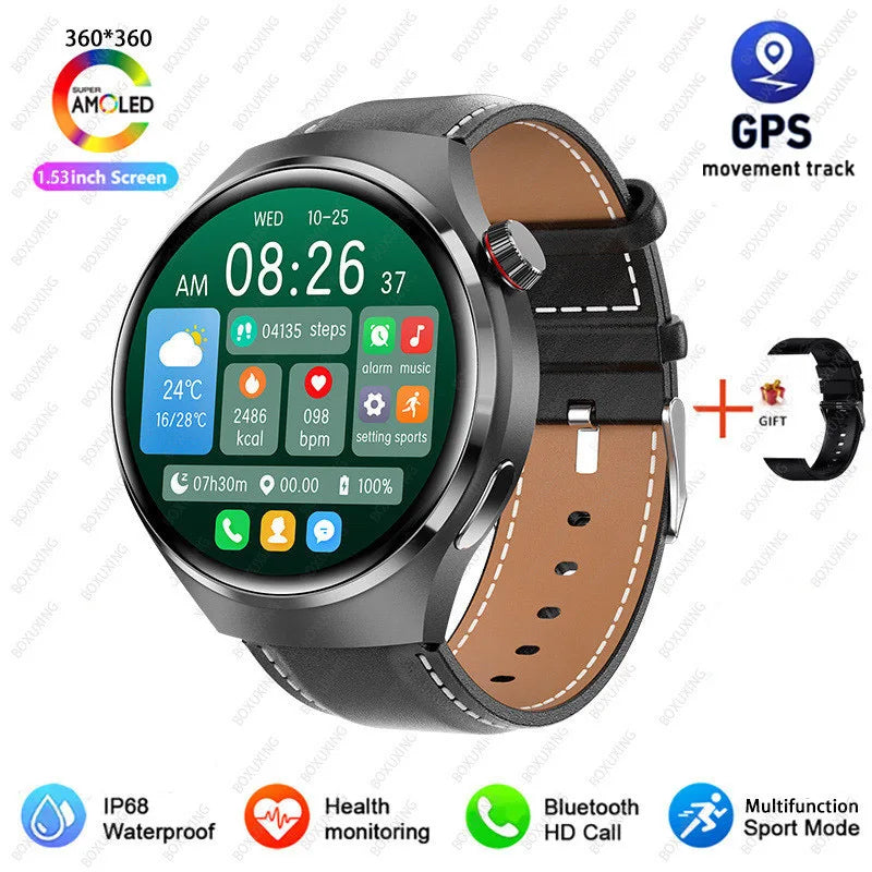 Nouvelle Montre Connectée GPS 4 Pro 2026 pour Hommes, Écran AMOLED 360*360, Fréquence Cardiaque, Appel Bluetooth, Étanche IP68, Montre Intelligente Sportive pour Homme