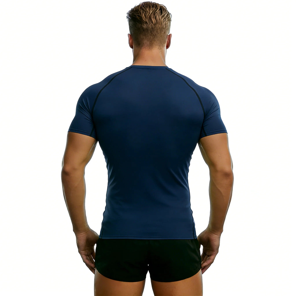 T-shirt de compression à séchage rapide avec bande réfléchissante pour homme - Haut de sport élastique pour la course à pied, la salle de sport, la remise en forme