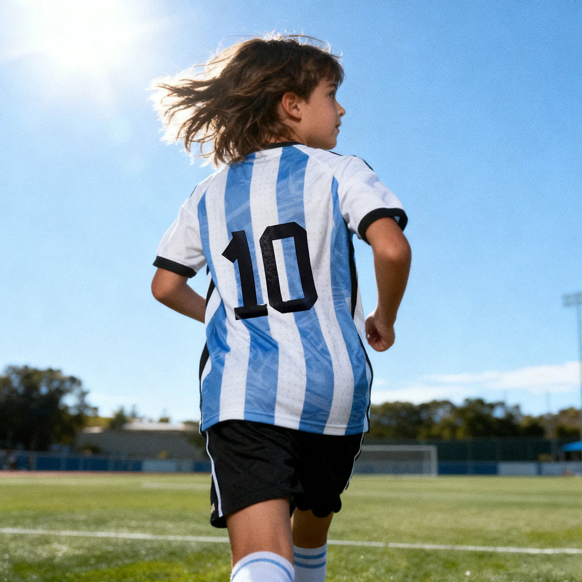 Maillot de football garçon bleu # 10 maillots de fan de sport pour enfants et jeunes, vêtements d'entraînement de football pour 4 à 14 ans