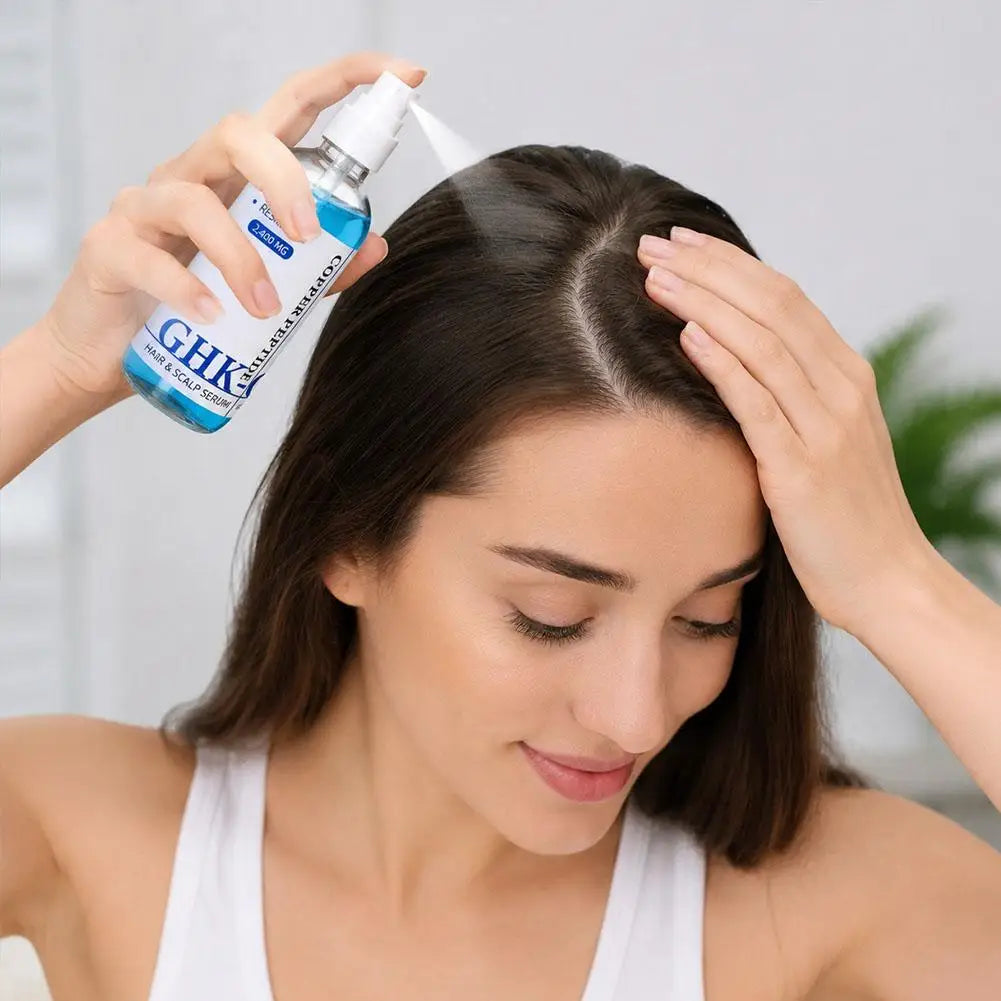 Sérum de croissance des cheveux au peptide de cuivre GHK-Cu, anti-perte de cheveux, essence pour le cuir chevelu, liquide réparateur, huile nourrissante pour hommes et femmes, 60 ml