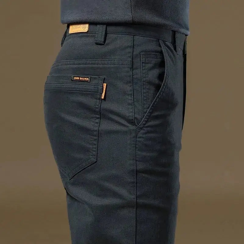 Pantalon décontracté homme été 2026 en coton fin, tendance, polyvalent, élastique, léger, pour le travail ou formel, coupe slim droite