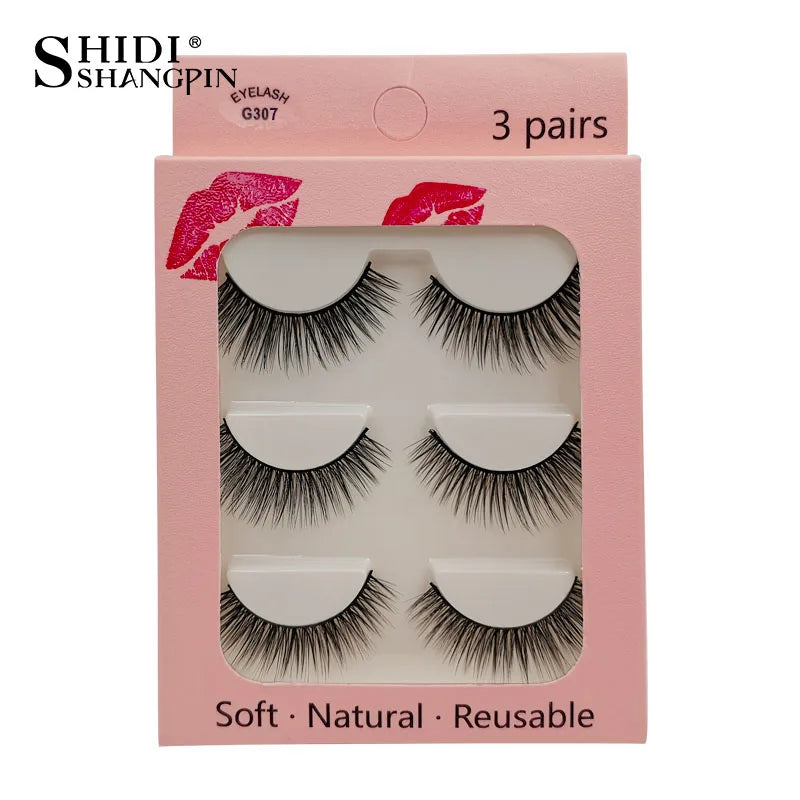 Faux Cils Naturels Longs en Vison 3D, Souples et Moelleux, fissuraminants, Faits à la Main, Outils de Maquillage pour les Yeux, 3 Paires