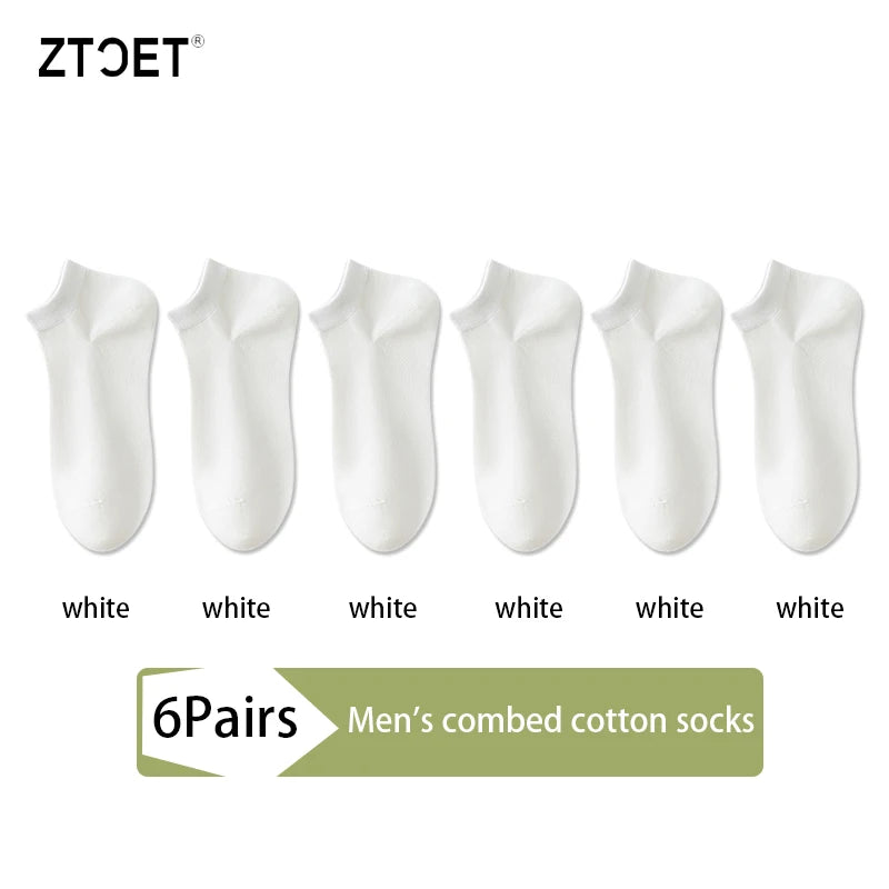6 paires de chaussettes en coton peigné pour hommes, de haute qualité, courtes, respirantes, anti-odeur et antibactériennes, pour affaires, printemps et été