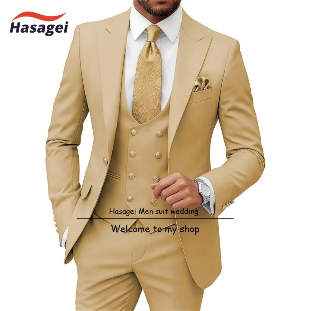 Costumes pour hommes 3 pièces, coupe ajustée, pour mariage, bal de promo, smoking, costumes formels pour hommes d'affaires