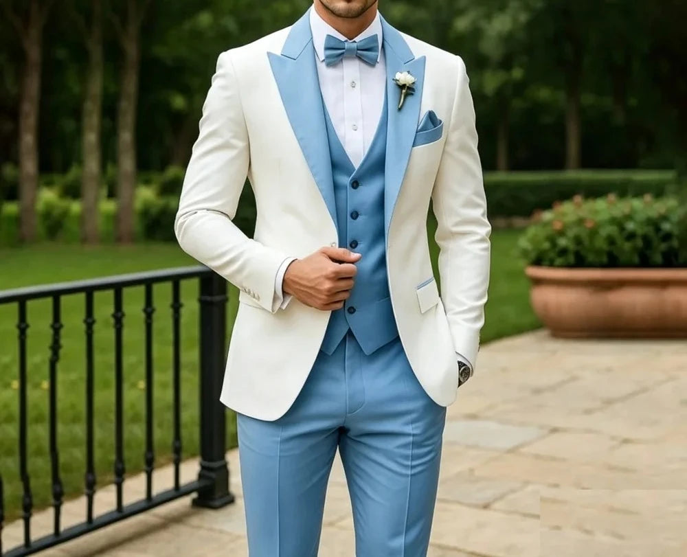 Ensemble de 3 pièces de costume de mariage vert sauge pour le marié – Blazer, gilet et pantalon élégants coupe ajustée pour bal de promo et cérémonie