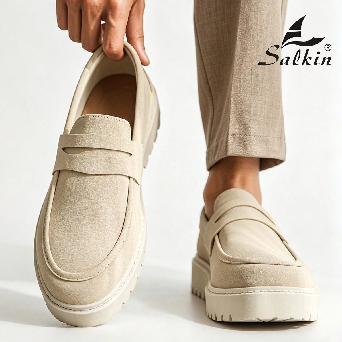Nouvelles Chaussures Décontractées de Designer pour Hommes – Mocassins à Enfiler Confortables Style Preppy pour le Travail et les Loisirs – Baskets en Daim et Cuir pour Hommes