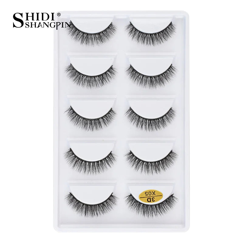 Cils 3D en faux vison X05, cils postiches volumineux et légers, 5 paires réutilisables, cils doux et volumineux, aspect naturel pour le maquillage quotidien et les soirées