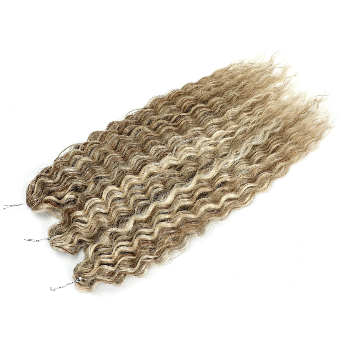 3 Pièces Tresses au Crochet Ombré Brun 300g 24' Ariel Deep Water Wave Blond Blanc Ombré Gris Paquets de Cheveux Synthétiques Haute Température