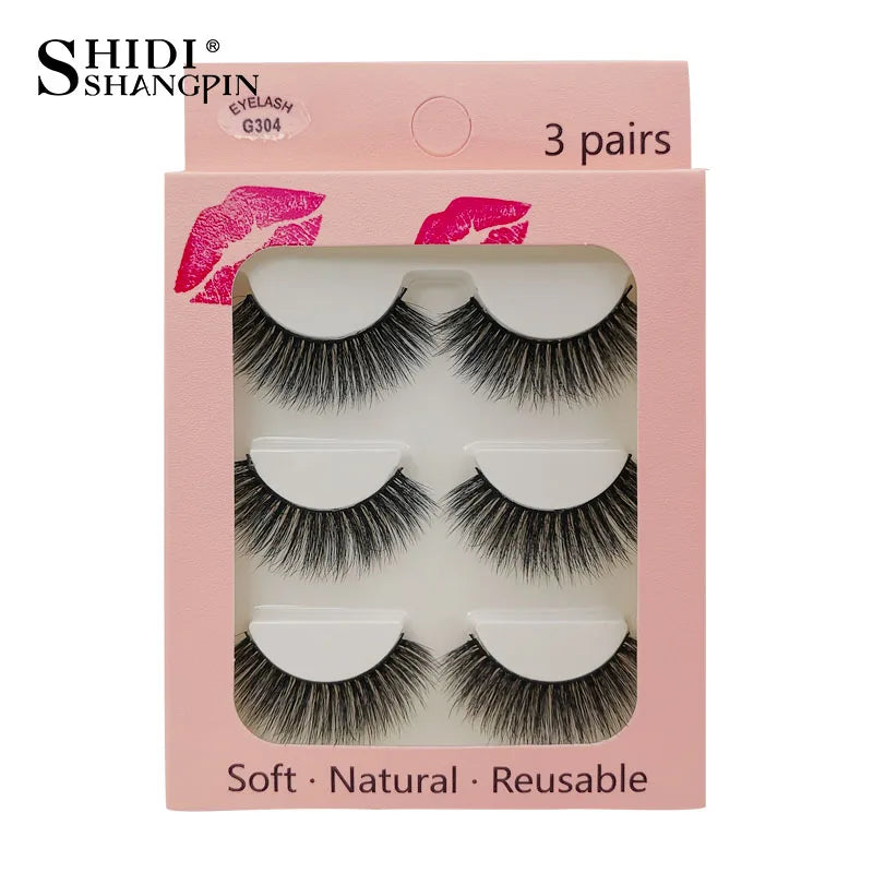 Faux Cils Naturels Longs en Vison 3D, Souples et Moelleux, fissuraminants, Faits à la Main, Outils de Maquillage pour les Yeux, 3 Paires