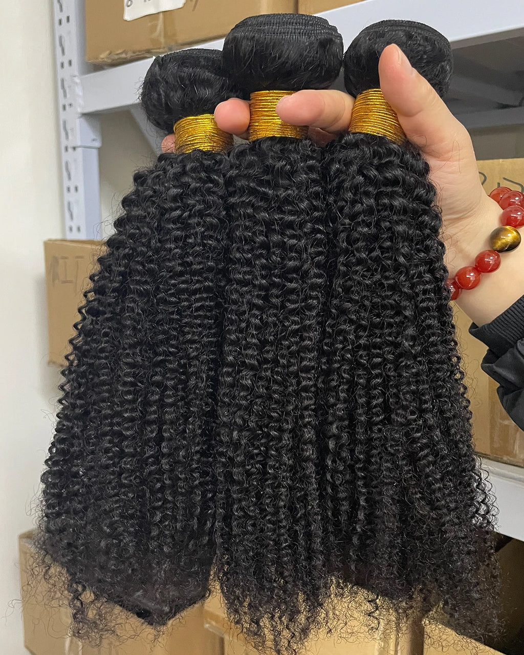 Extensions de cheveux humains naturels vierges indiens bruts, bouclés afro crépus 4B 4C, doux, en trame