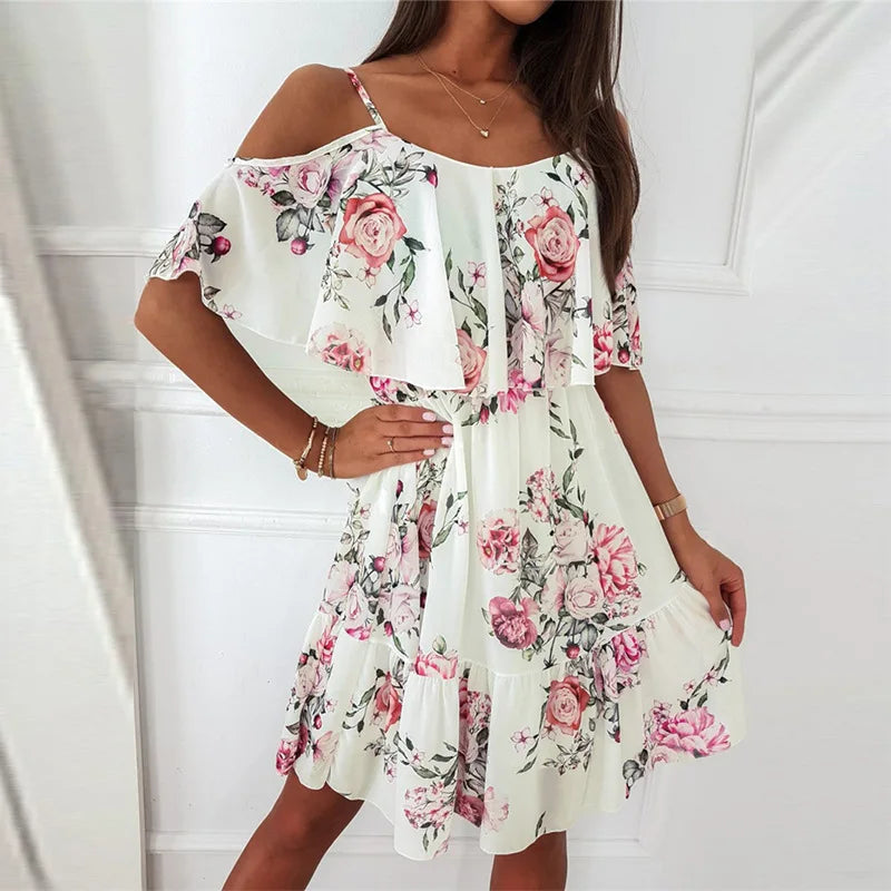 Robe d'été en mousseline de soie pour femmes, col en v, sans manches, écharpe, Camisole, imprimé, bohème, motif Floral, pour les déplacements