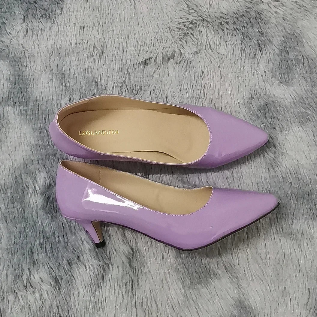 LOSLANDIFEN classique Sexy bout pointu 5 cm bas Med chaton talons hauts femmes pompes chaussures printemps marque Design robe chaussures de mariage