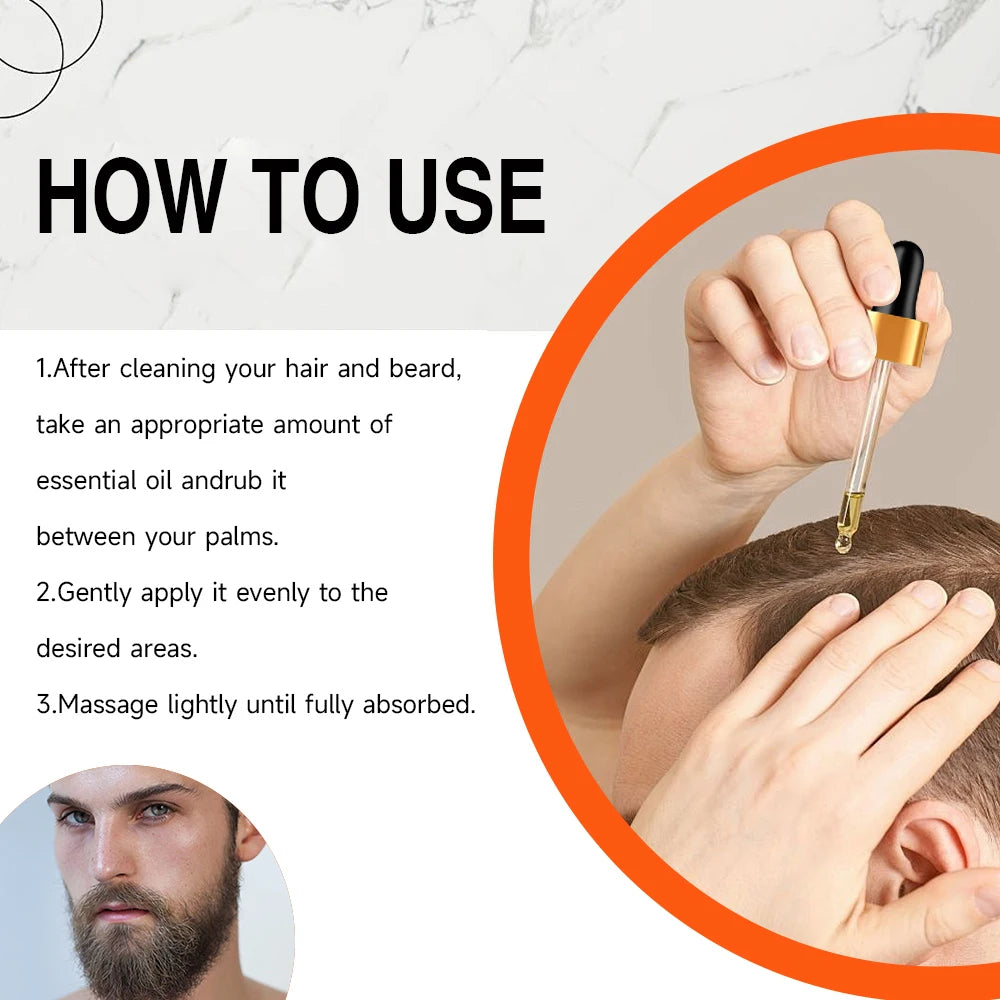 Huile essentielle de barbe pour hommes, augmente l'hydratation, douce, nourrissante, épaisse pour le toilettage des cheveux, soins du visage, huile de croissance de la barbe