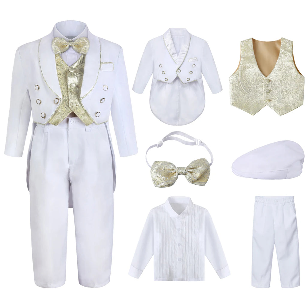 Tenue de baptême pour garçons, smoking pour enfants, vêtements de cérémonie de mariage pour tout-petits imbibés, ensemble formel d'hiver pour bébé