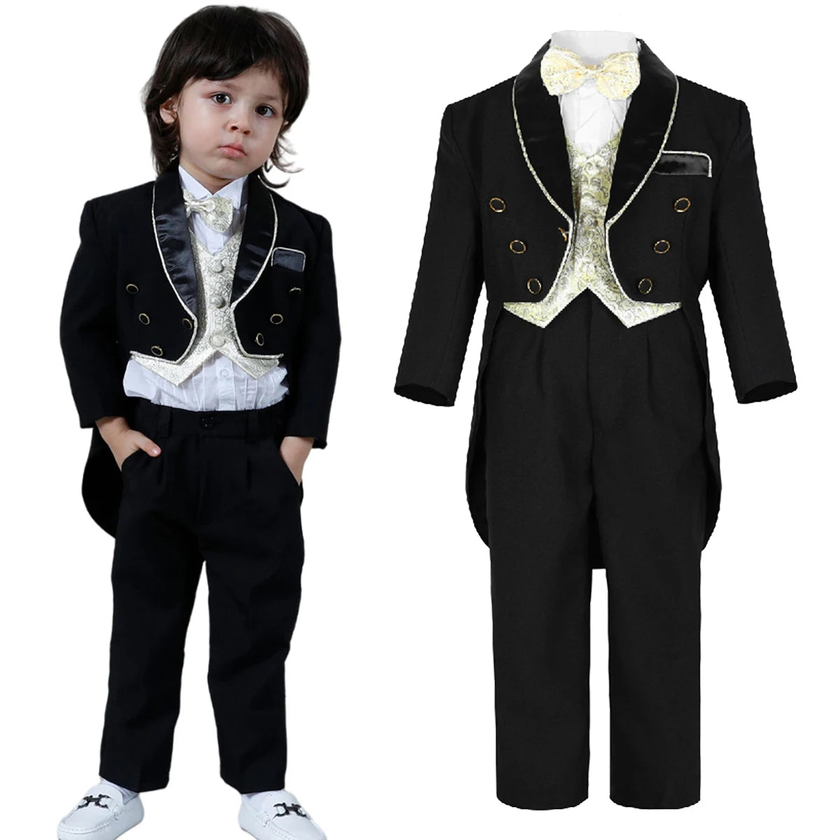 Tenue de baptême pour garçons, smoking pour enfants, vêtements de cérémonie de mariage pour tout-petits imbibés, ensemble formel d'hiver pour bébé